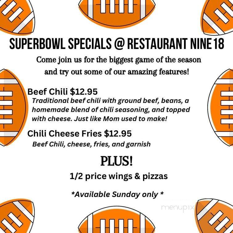 Nine18 - Turnberry Golf Club - Brampton, ON menu_pic