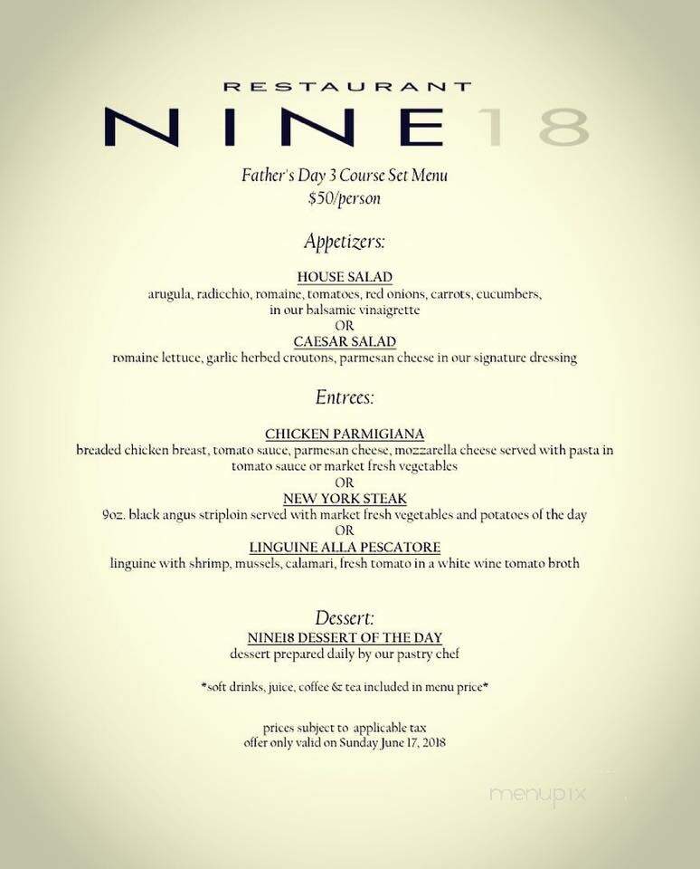 Nine18 - Turnberry Golf Club - Brampton, ON menu_pic
