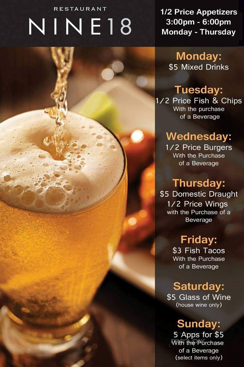 Nine18 - Turnberry Golf Club - Brampton, ON menu_pic
