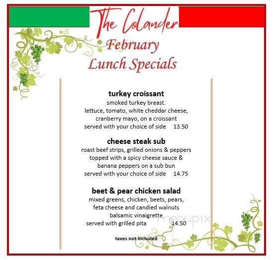 The Colander - Trail, BC menu_pic