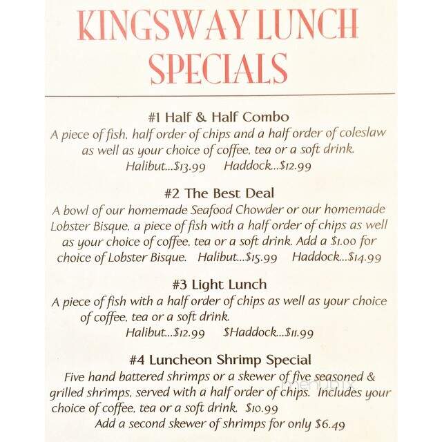 Kingsway Fish & Chips - Toronto, ON menu_pic