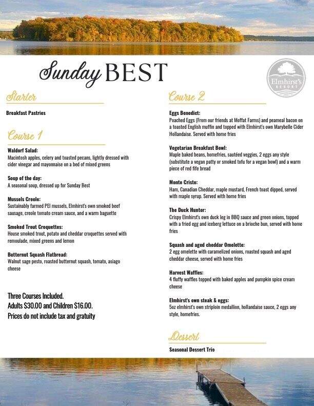 Elmhirst's Resort - Keene, ON menu_pic