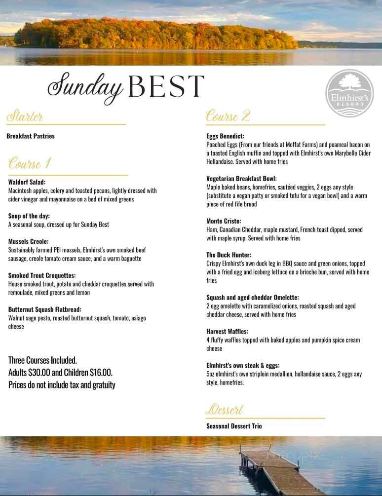 Elmhirst's Resort - Keene, ON menu_pic