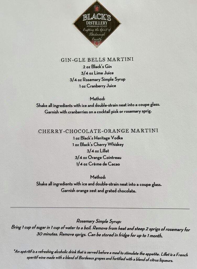 Elmhirst's Resort - Keene, ON menu_pic