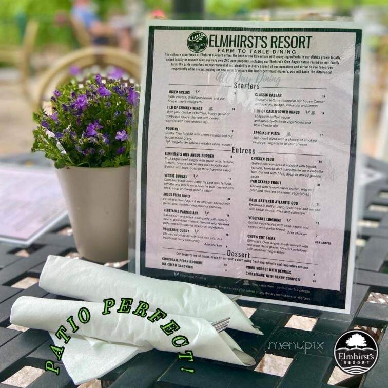 Elmhirst's Resort - Keene, ON menu_pic