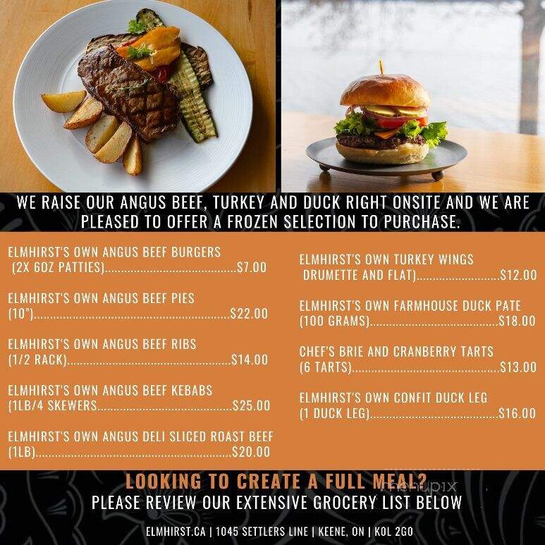 Elmhirst's Resort - Keene, ON menu_pic