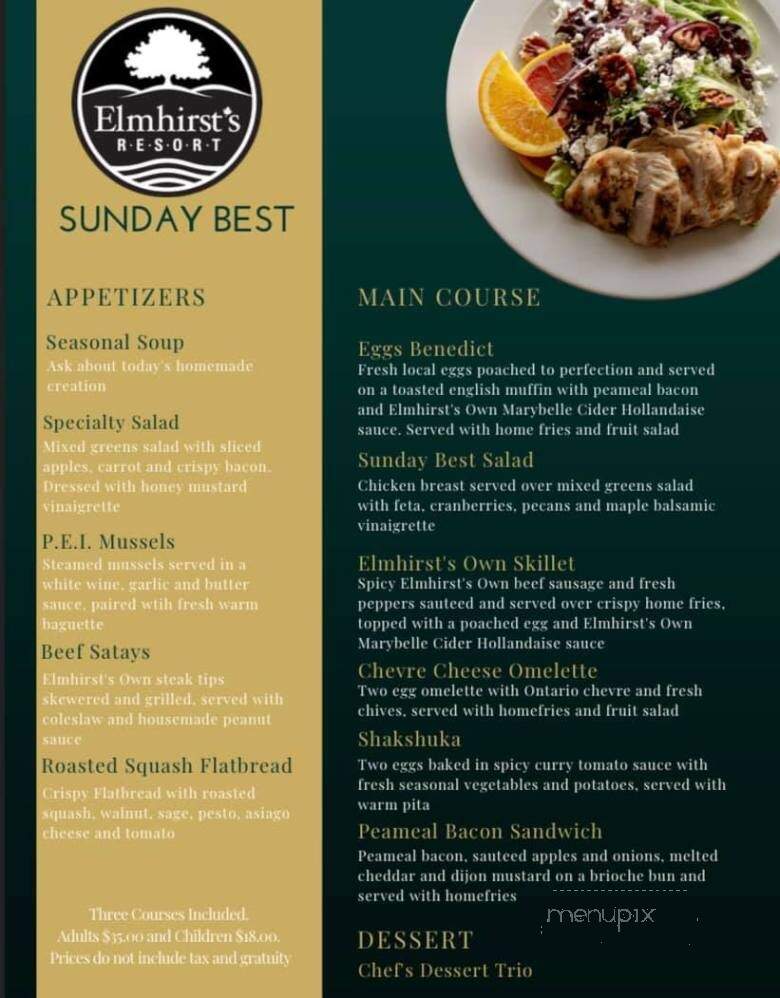 Elmhirst's Resort - Keene, ON menu_pic