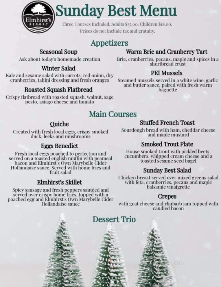 Elmhirst's Resort - Keene, ON menu_pic