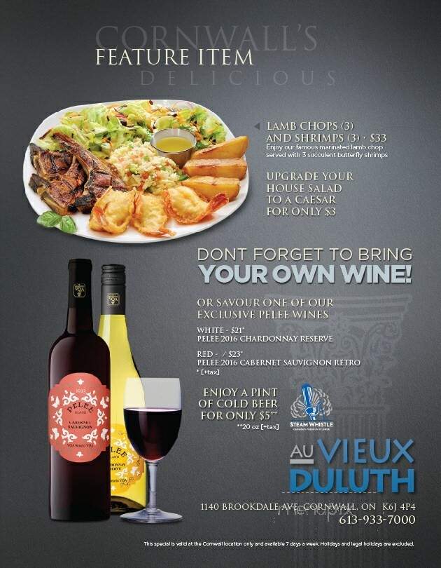 Au Vieux Duluth - Cornwall, ON menu_pic