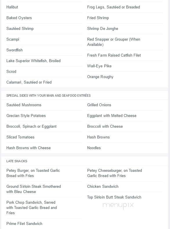 Petey's Bungalow Lounge - Oak Lawn, IL menu_pic
