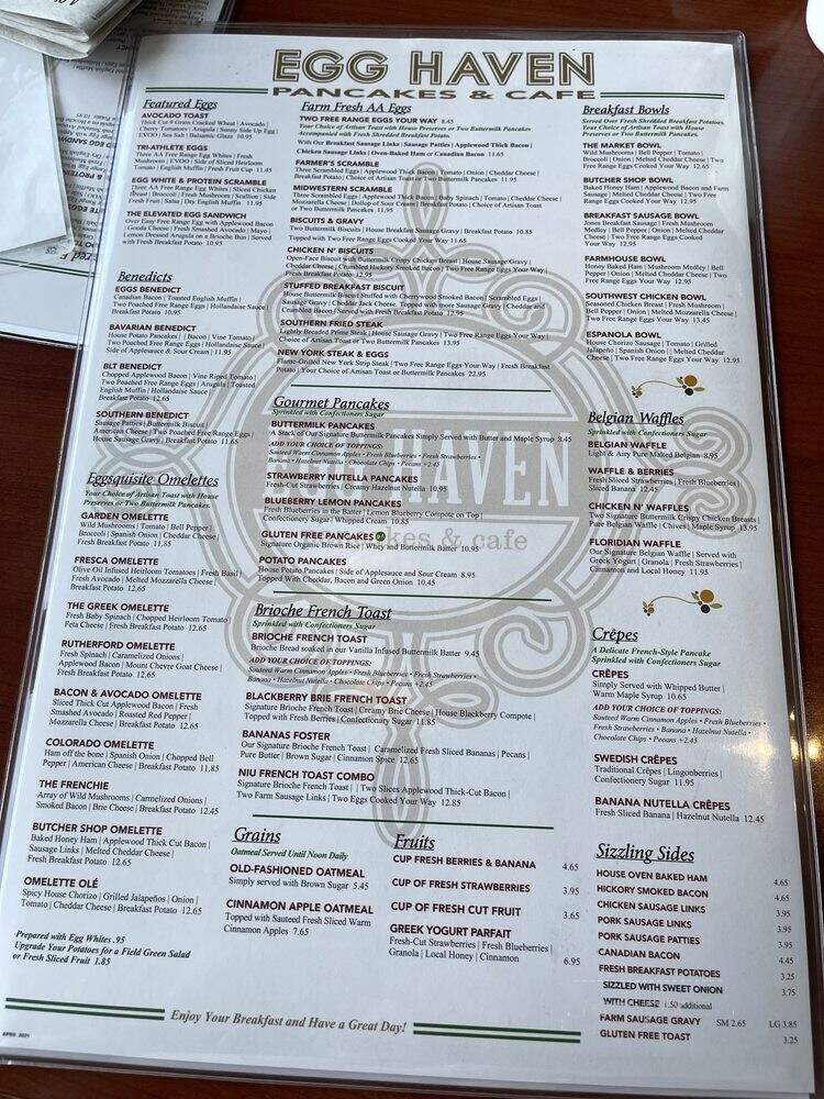 Egg Haven Pancakes & Cafe - Dekalb, IL menu_pic