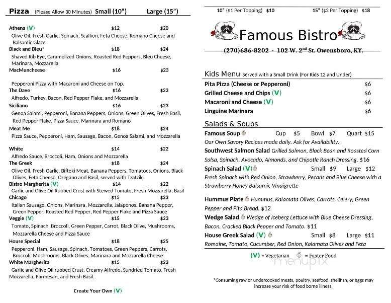 Famous Bistro - Owensboro, KY menu_pic
