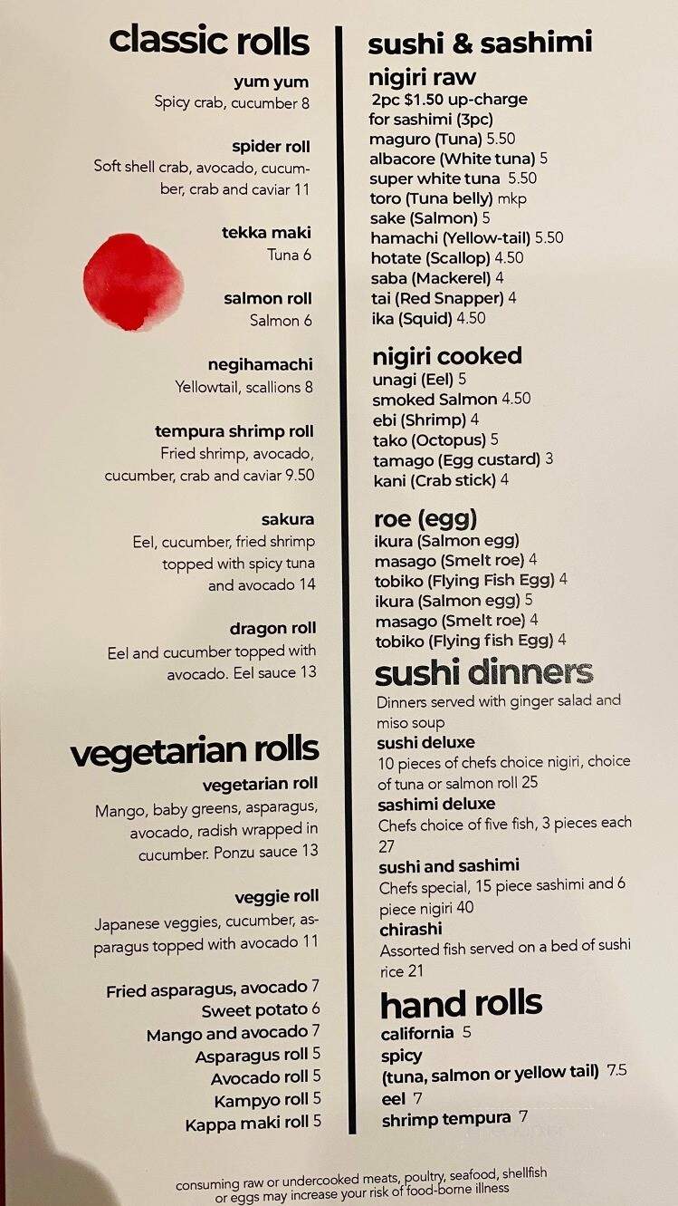 Tokyo Japanese Restaurant - Louisville, KY menu_pic