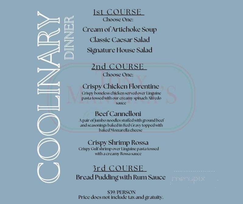 Tony Mandina's Restaurant - Gretna, LA menu_pic