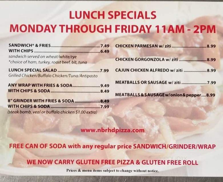 Neighborhood Deli - Wilbraham, MA menu_pic