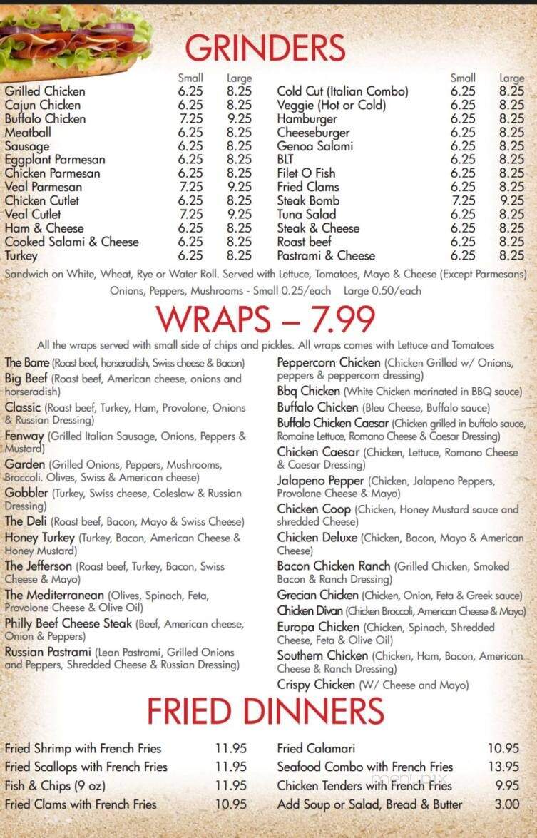 Neighborhood Deli - Wilbraham, MA menu_pic