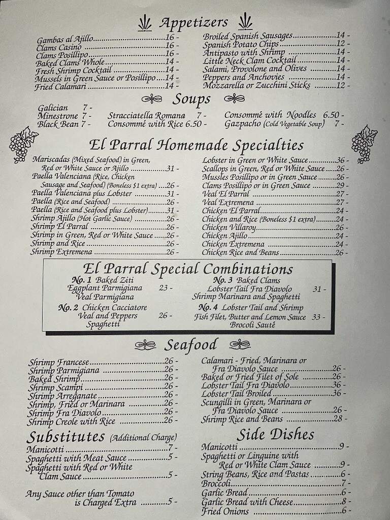 El Parral Restaurant - Syosset, NY menu_pic