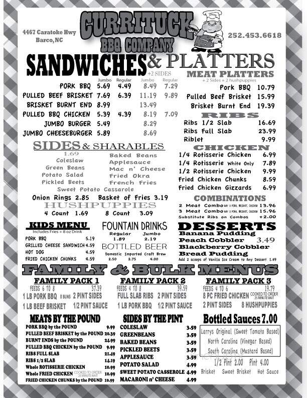 Currituck Bbq Co - Barco, NC menu_pic