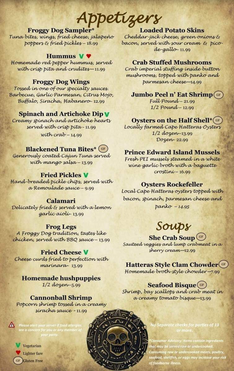 Froggy Dog - Avon, NC menu_pic