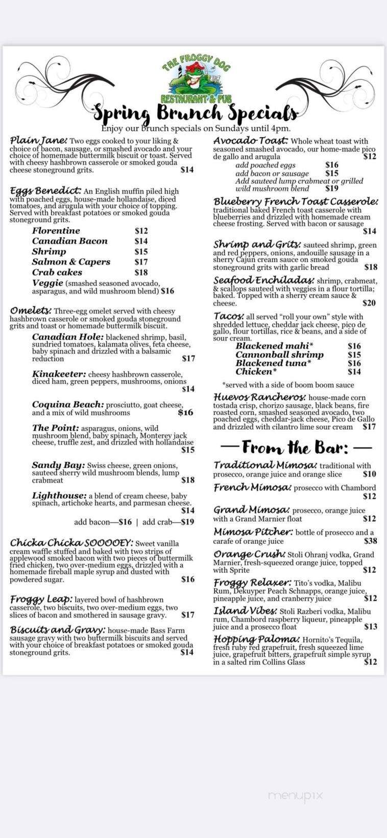 Froggy Dog - Avon, NC menu_pic
