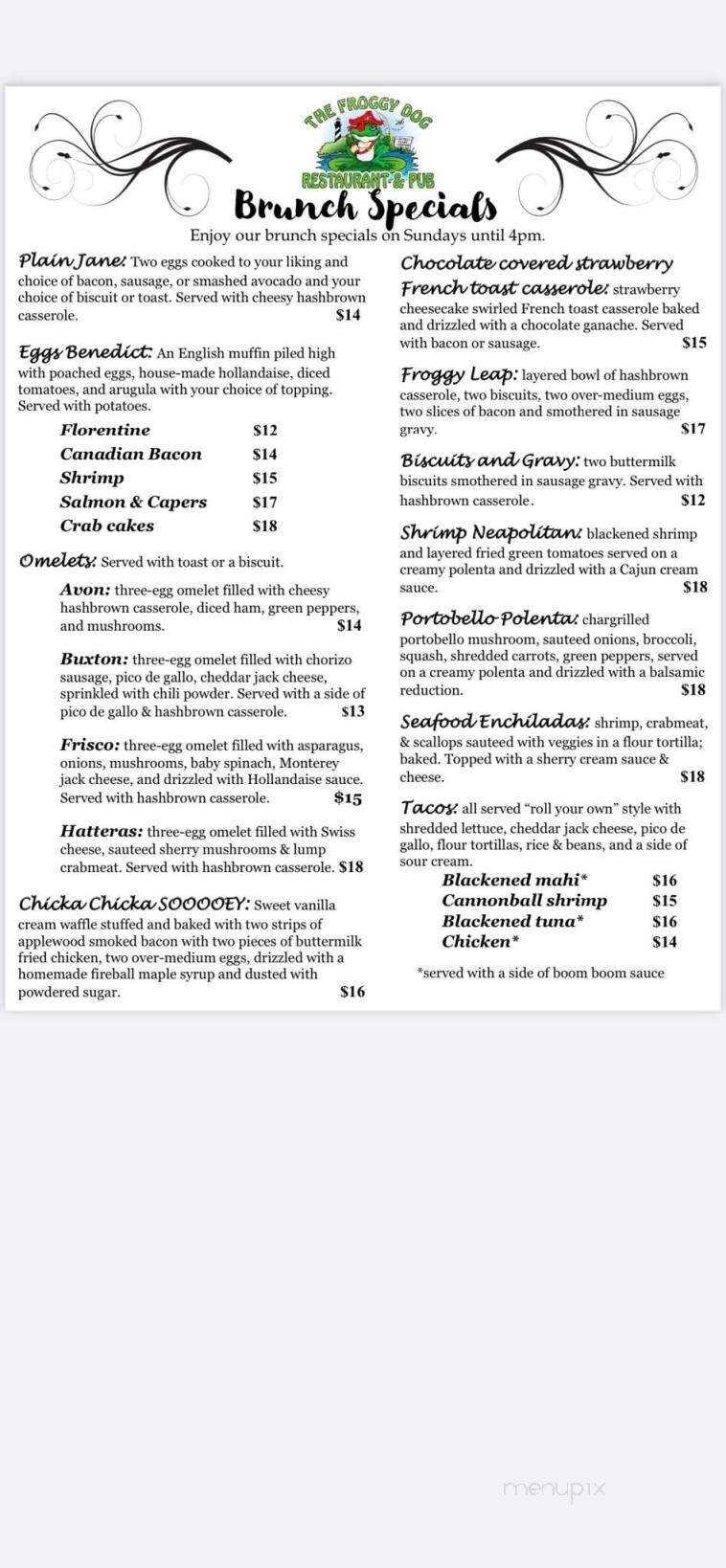 Froggy Dog - Avon, NC menu_pic