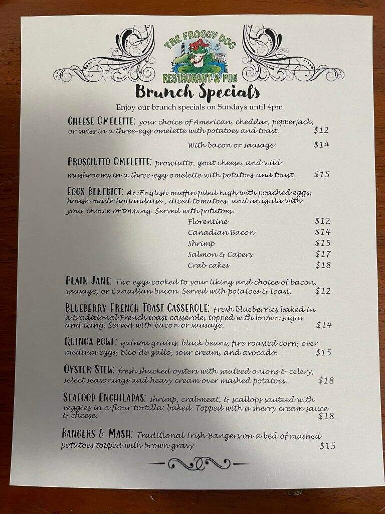 Froggy Dog - Avon, NC menu_pic
