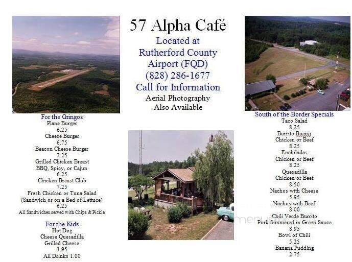 57 Alpha Airport Cafe - Rutherfordton, NC menu_pic