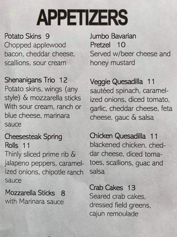 Shenanigan's Of Lake Harmony - Lake Harmony, PA menu_pic