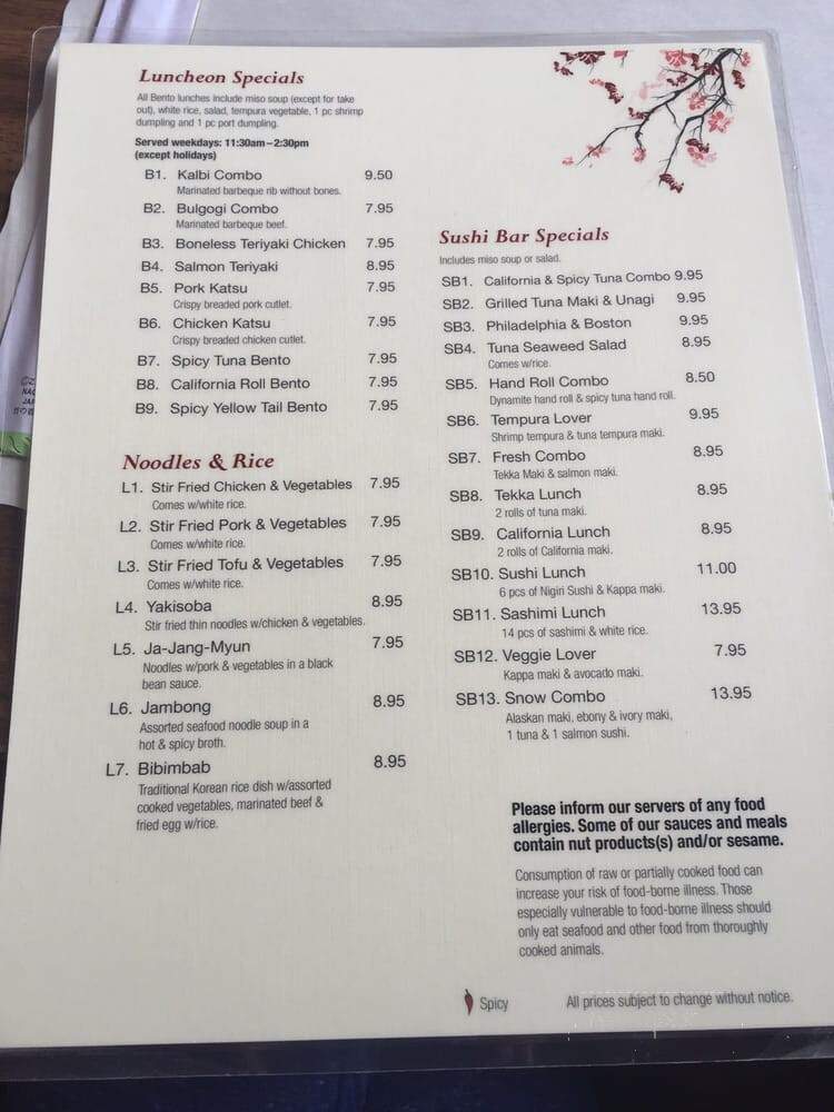 Ichiban Restaurant - Cranston, RI menu_pic