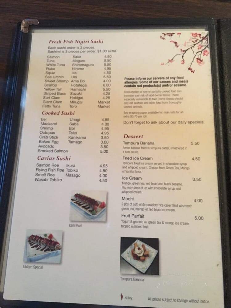 Ichiban Restaurant - Cranston, RI menu_pic