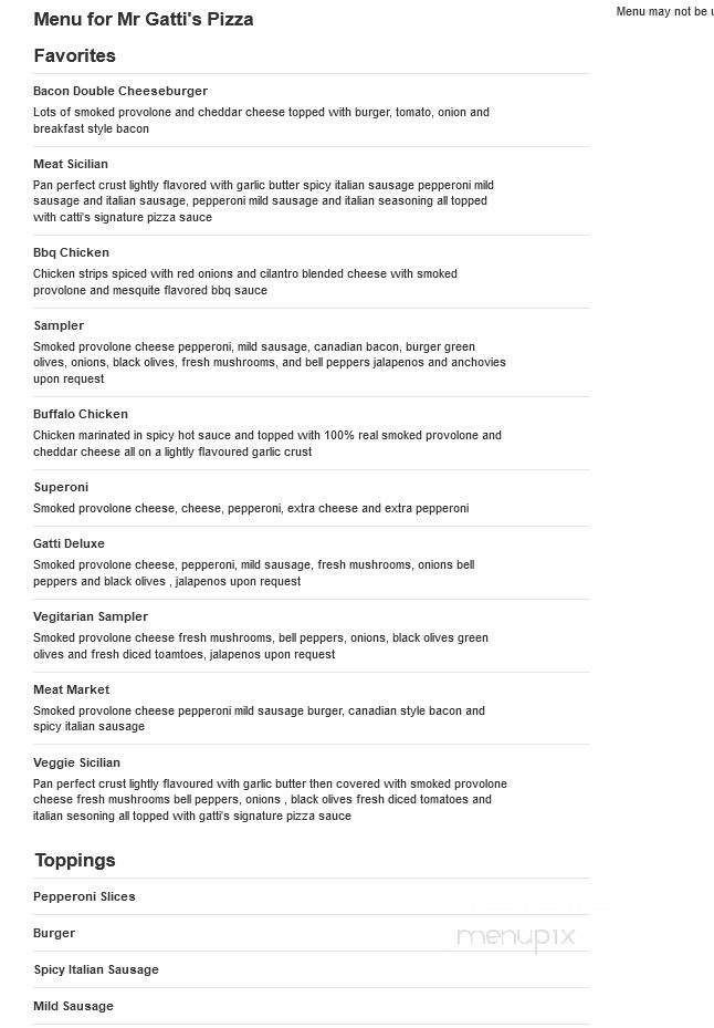 Mr Gatti's Pizza - Knoxville, TN menu_pic