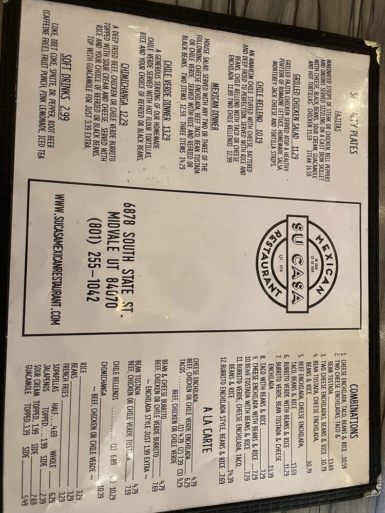 Su Casa Mexican Restaurant - Midvale, UT menu_pic