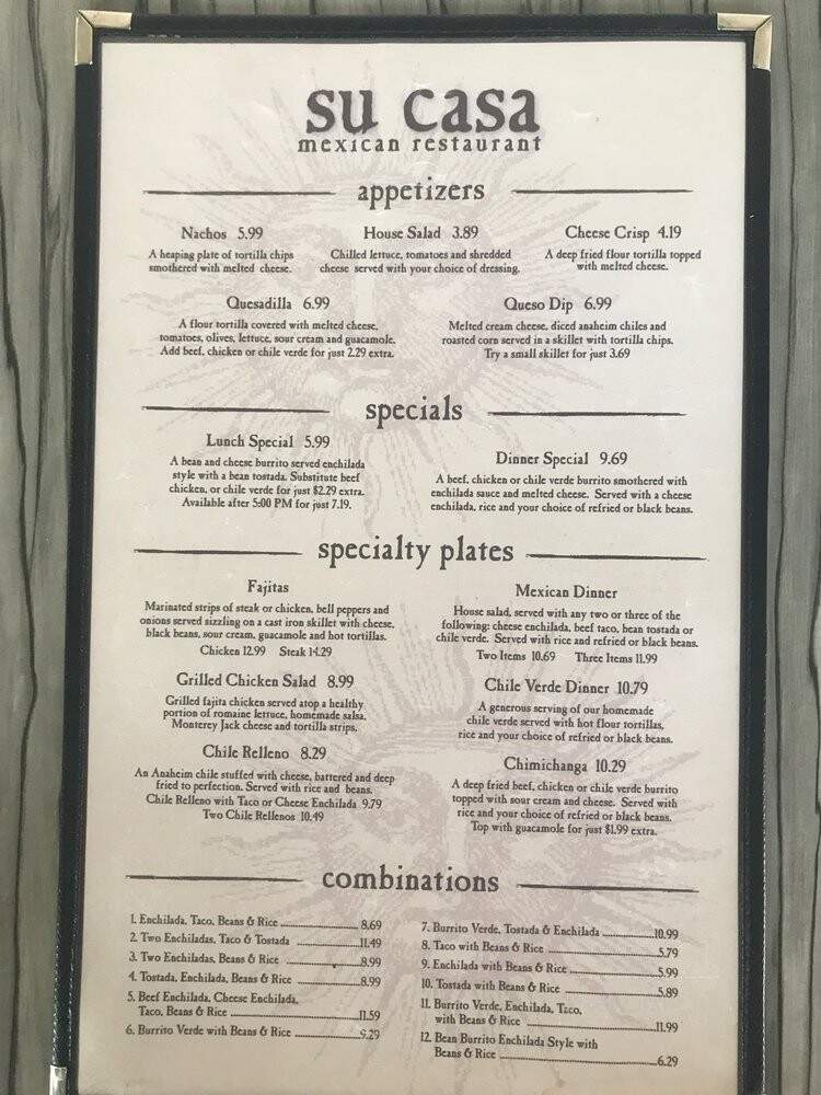Su Casa Mexican Restaurant - Midvale, UT menu_pic