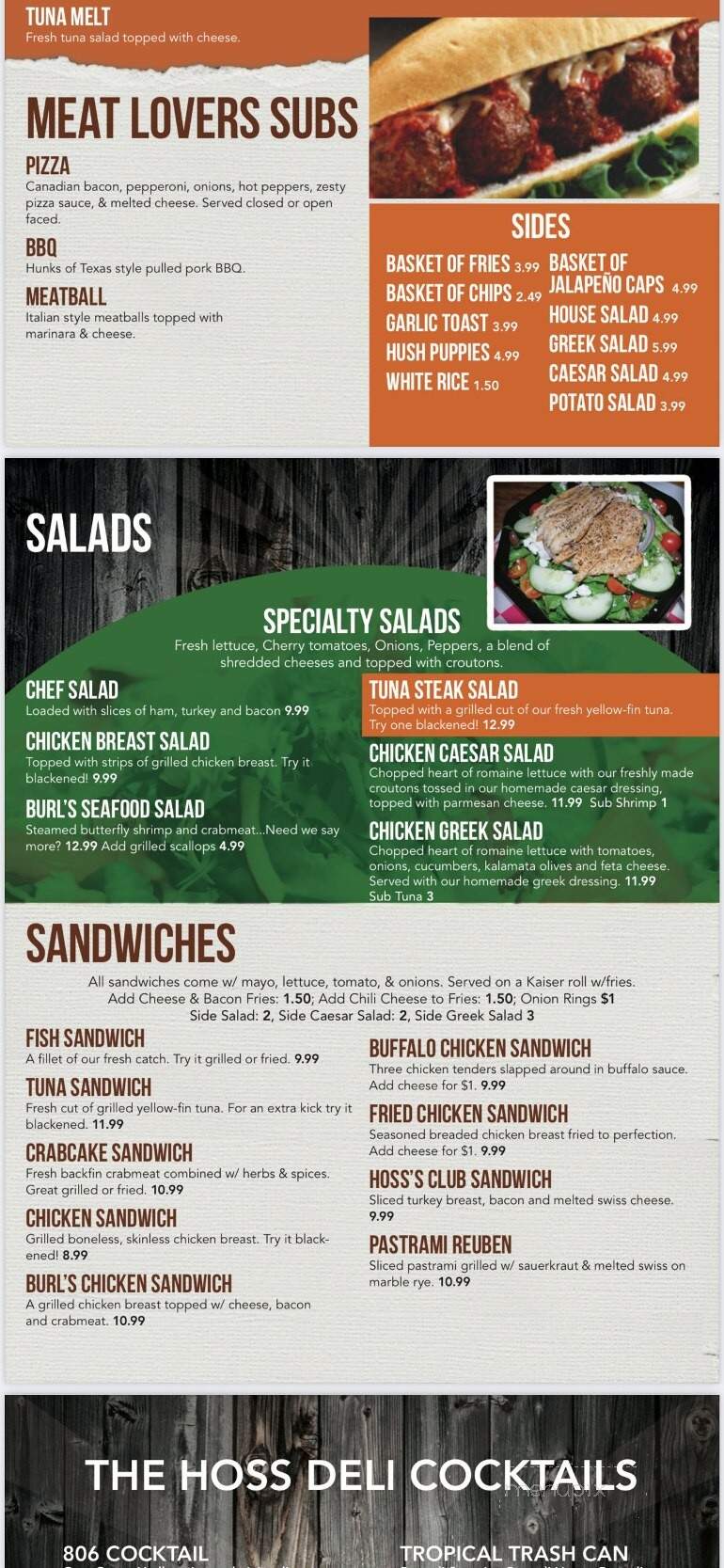 Hoss's Deli - Newport News, VA menu_pic
