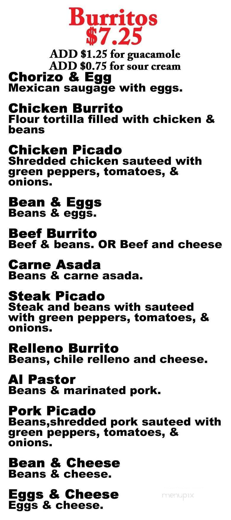 Las Mesitas - Battle Ground, WA menu_pic