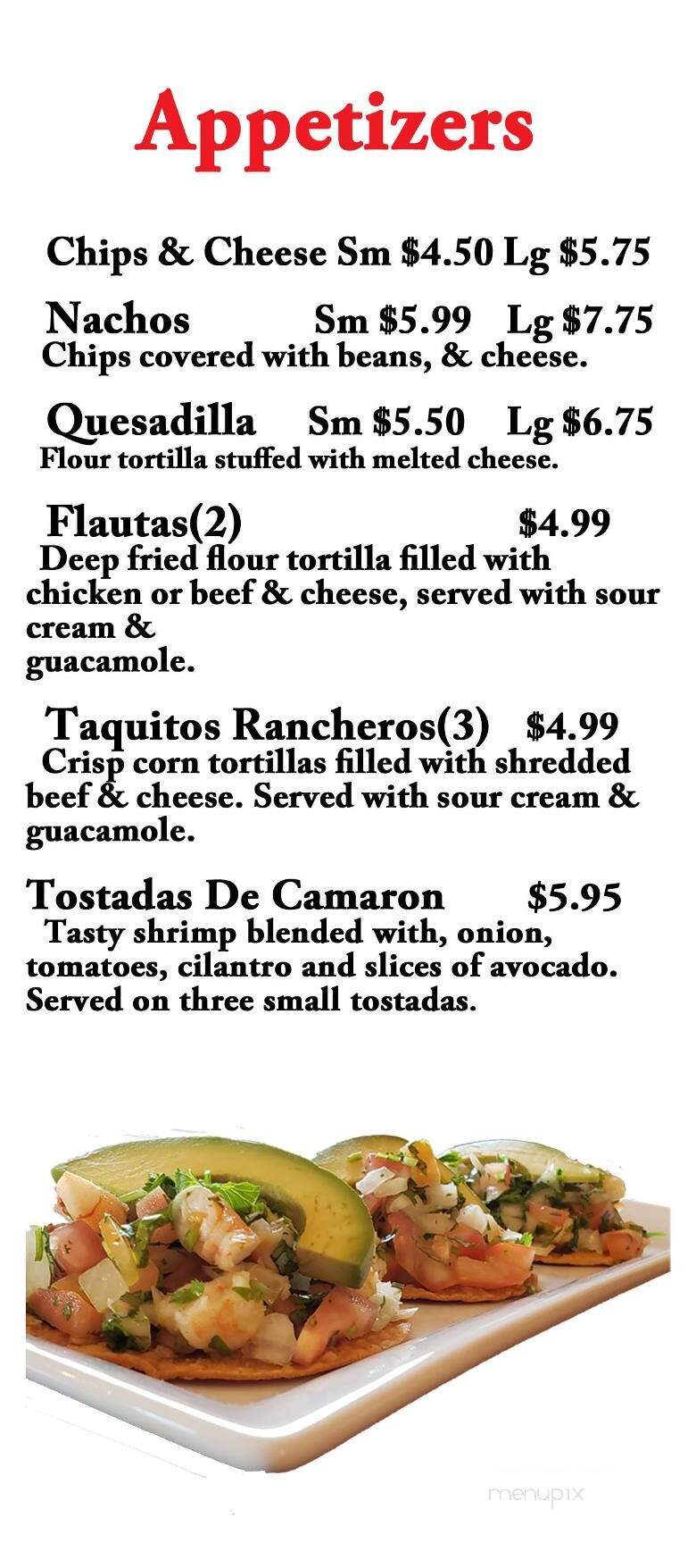 Las Mesitas - Battle Ground, WA menu_pic