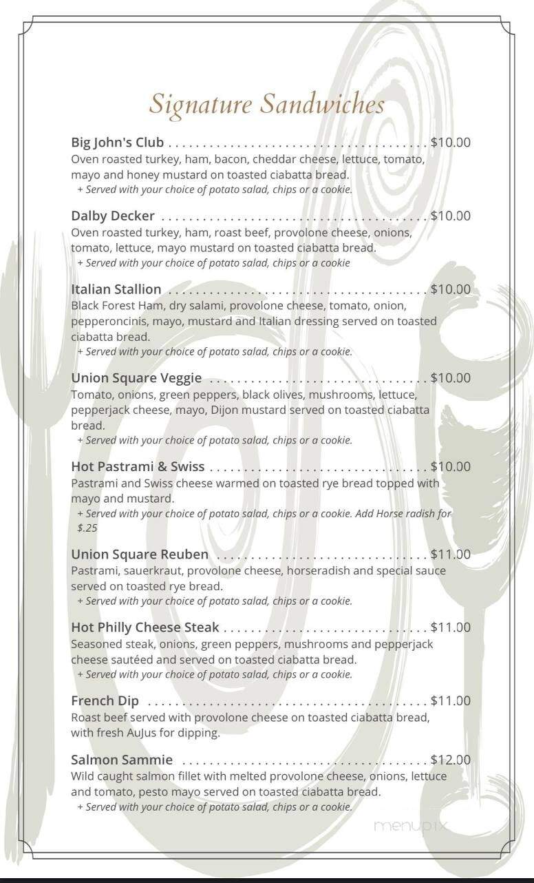 Union Square Deli - Union, WA menu_pic