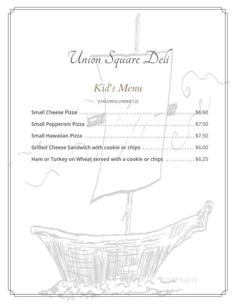 Union Square Deli - Union, WA menu_pic