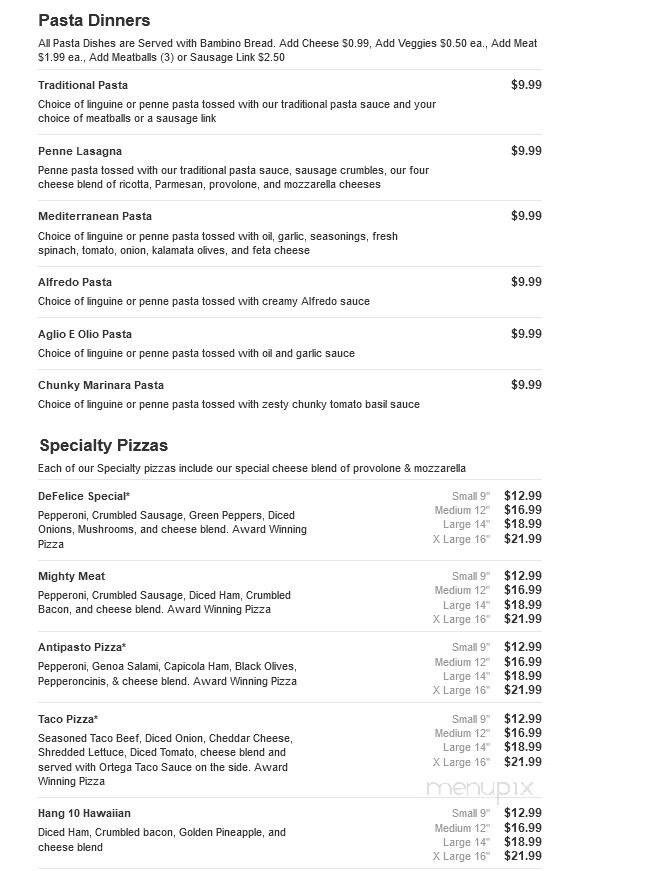 De Felice Brothers Pizza - Follansbee, WV menu_pic