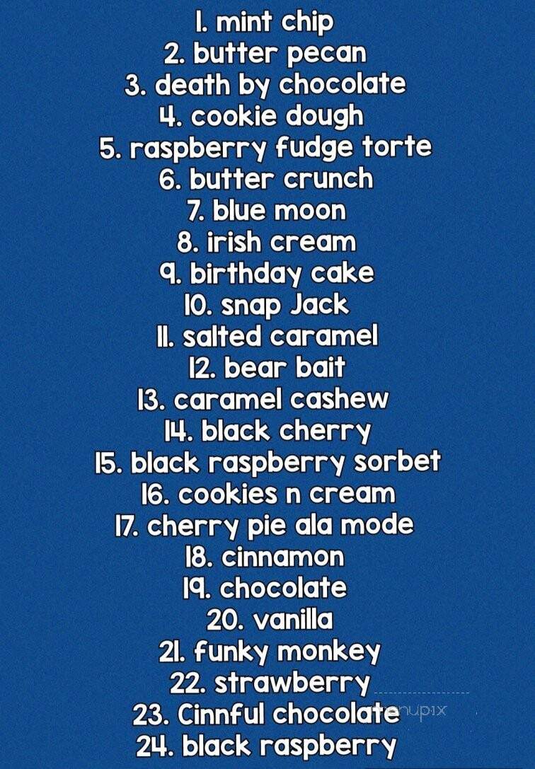 Scoops Ice Cream Parlor - Chilton, WI menu_pic