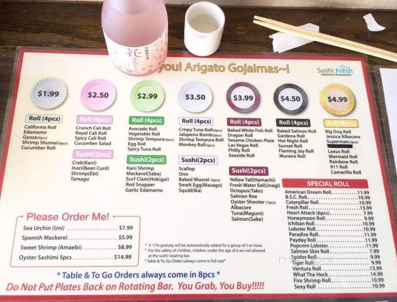 Sushi Fresh - Camarillo, CA menu_pic