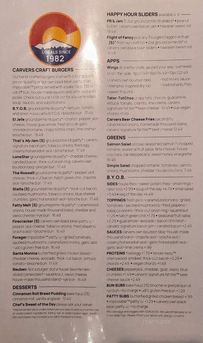 Carvers Bakery Cafe - Winter Park, CO menu_pic