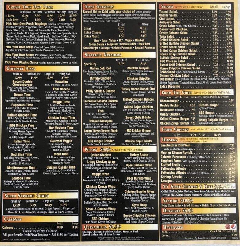 Pizza Time - Windsor Locks, CT menu_pic