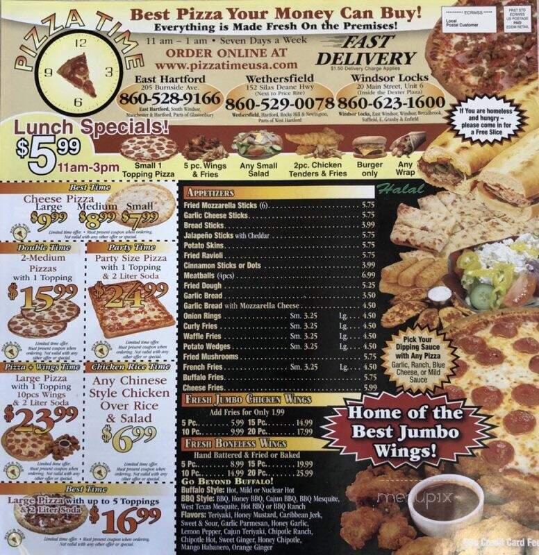 Pizza Time - Windsor Locks, CT menu_pic