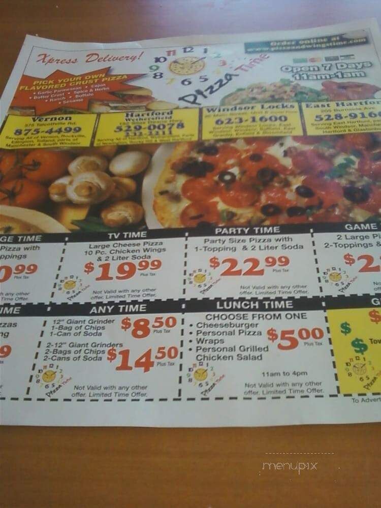 Pizza Time - Windsor Locks, CT menu_pic