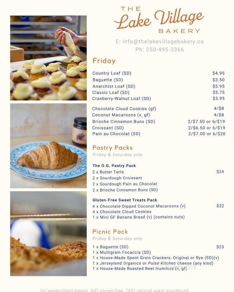 The Lake Village Bakery - Osoyoos, BC menu_pic