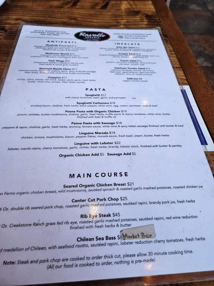 Ravello Osteria - Monterey Park, CA menu_pic