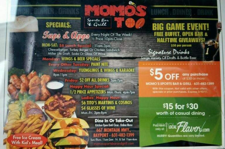 Momo's Too Sports Bar and Grill - Bayport, NY