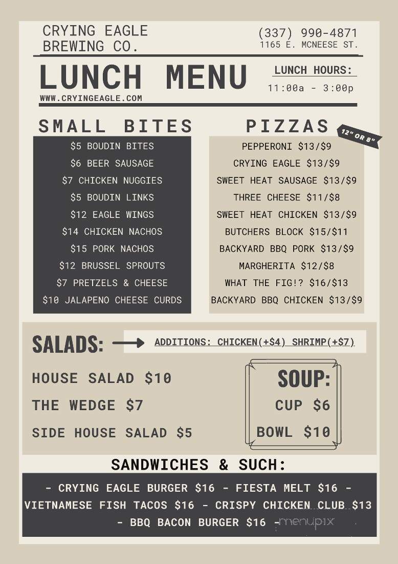 Crying Eagle - Lake Charles, LA menu_pic