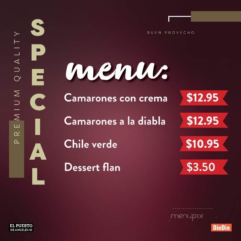 El Puerto De Angeles III - Hood River, OR menu_pic